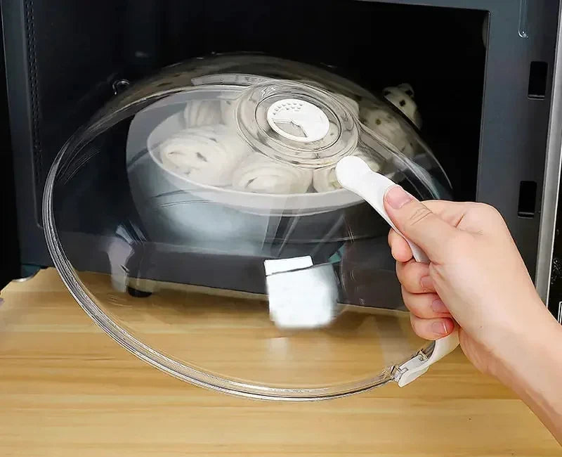 Microwave Transparent Plate Cover With Steam Vent And Handle