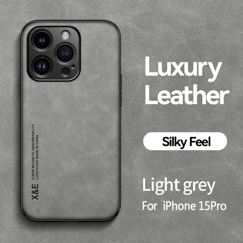 Luxury Matte Magnetic Sheepskin Leather Case For iPhone 16 15 14 13 12 11 Pro Max XR XS X 8 7 Plus