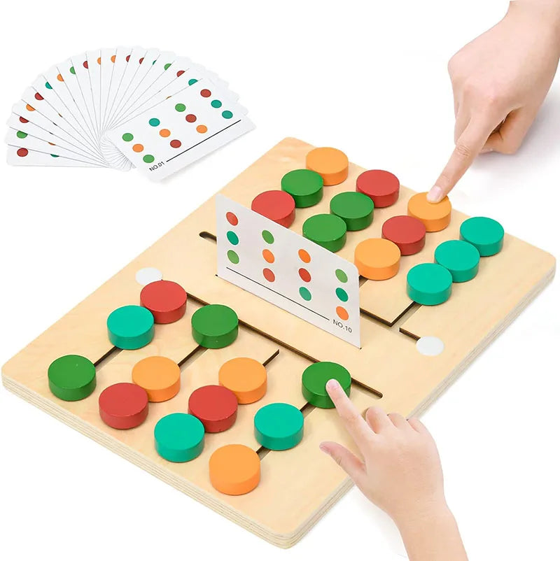 Toddlers Wooden Colorful Slide Matching Puzzle Board Game
