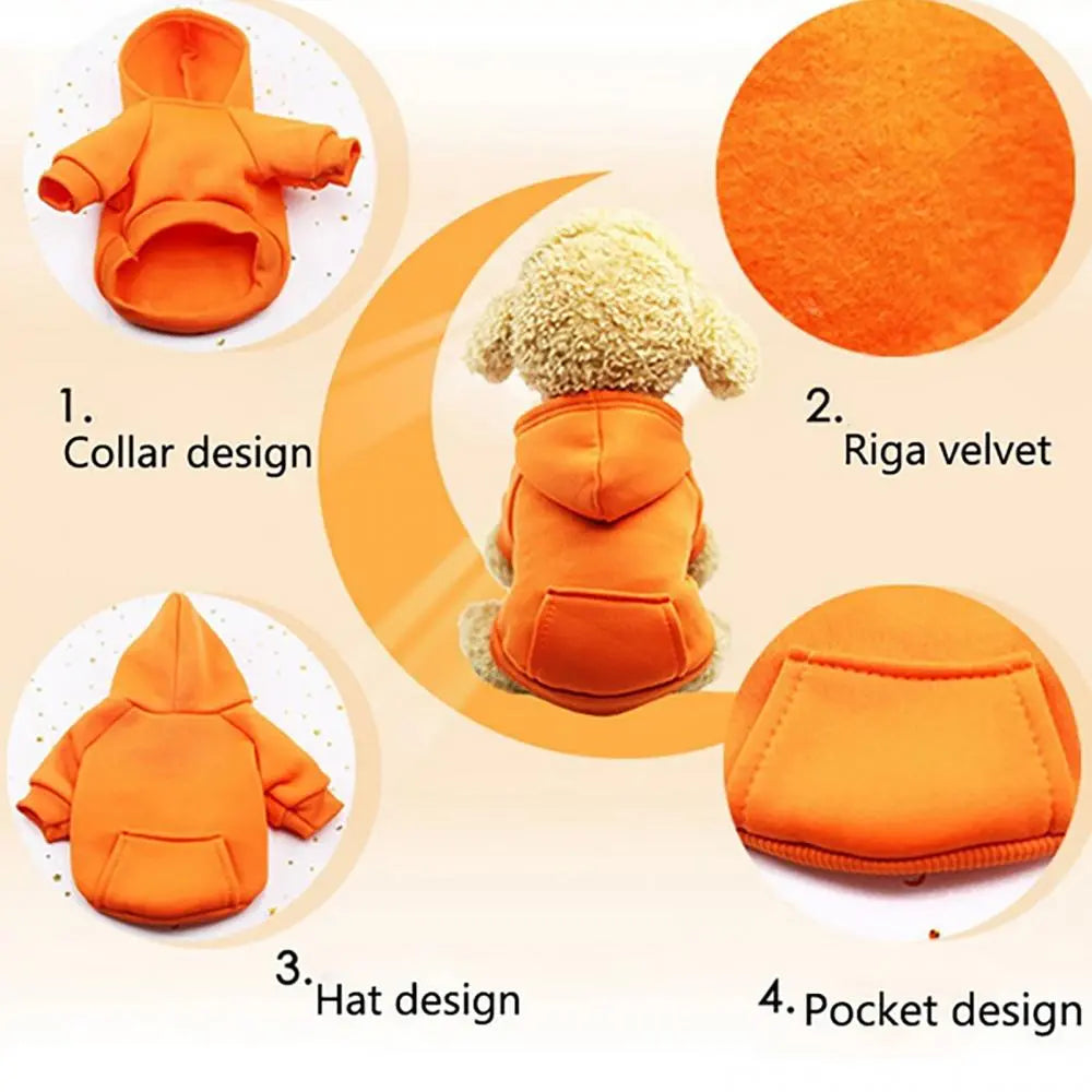 Pet Two-legged Hooded Sweatshirt With Pocket.