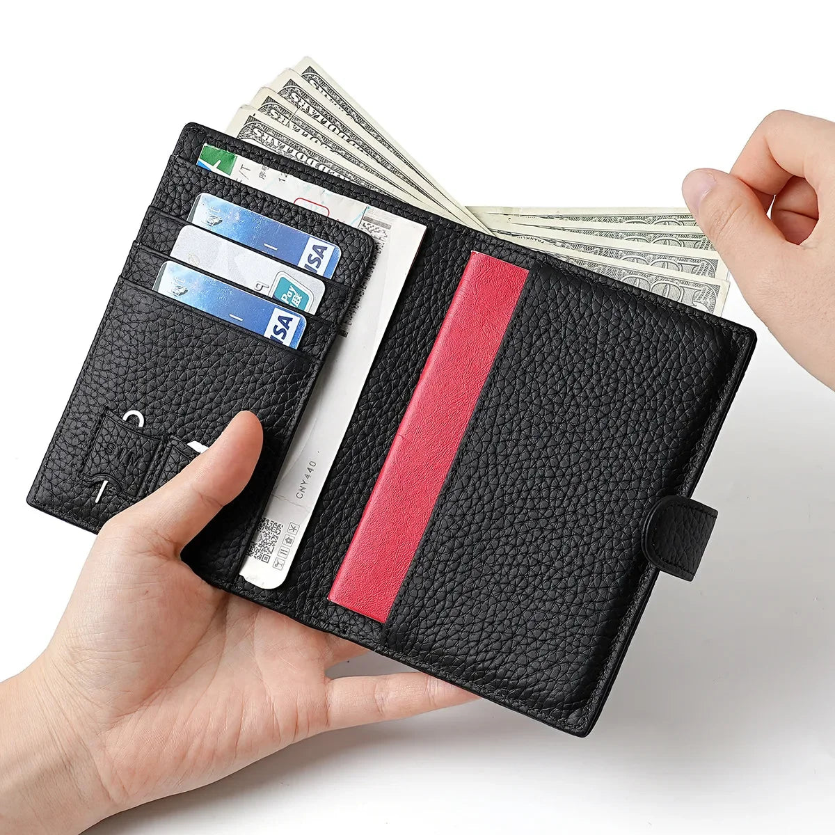 Men Or Women's RFID Slim Leather Passport Holder With Card And Money Slots
