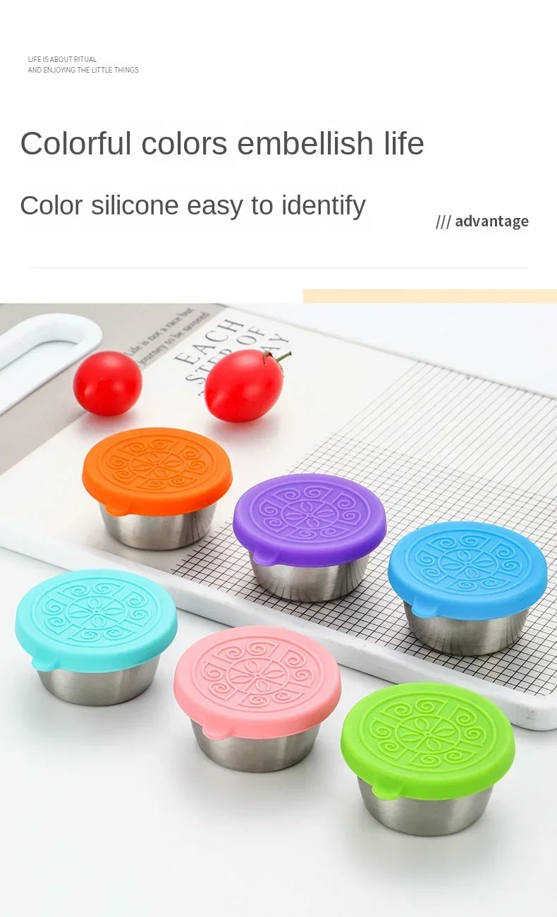 6 Pcs Set Leakproof Stainless Steel Containers With Silicone Stretch Lids