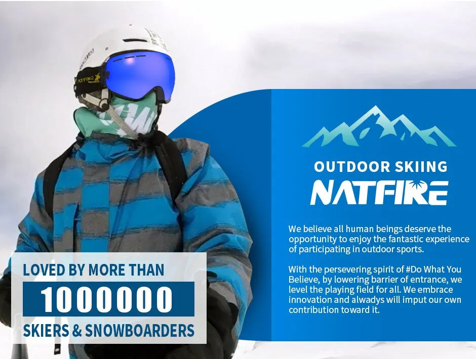 NATFIRE Double Layers Anti-fog UV400 Ski, snowmobile Goggles