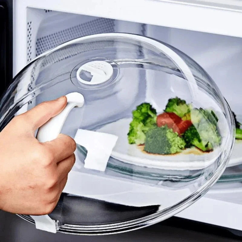 Microwave Transparent Plate Cover With Steam Vent And Handle