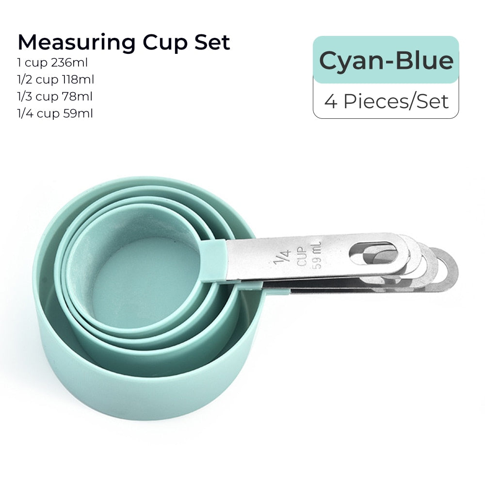 Multicolor 4pcs Stainless Steel Handle Measuring Cup Or spoons.