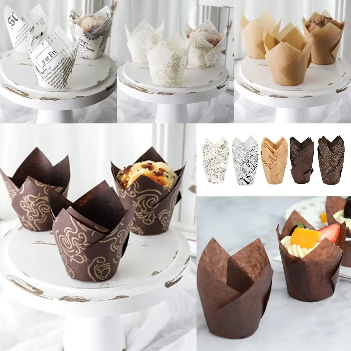 100pcs Oilproof Tulip Muffin Cupcake Liners