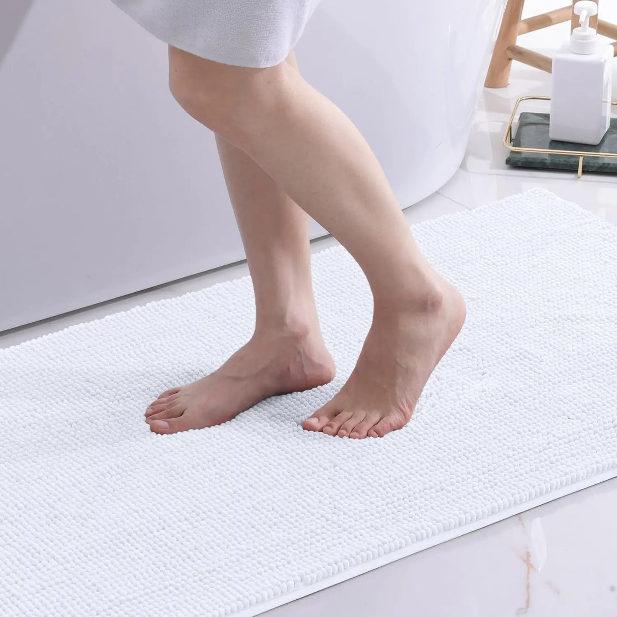 Kitinjoy Chenille Non-slip Washable Quick Drying Bath Mat
