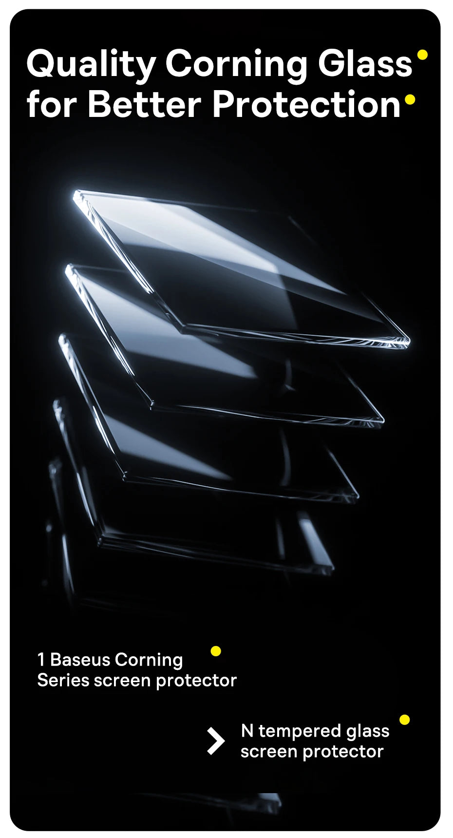 Baseus 0.4mm Corning Tempered  Screen Protector Glass For iPhone 13,14 And 15 Pro Max