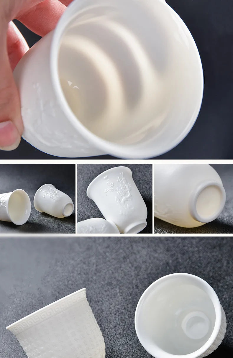 Chinese Three-dimensional White Porcelain Tea Cup