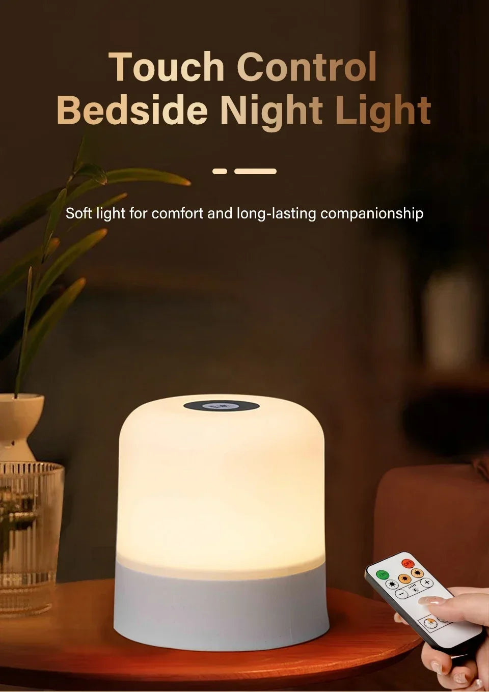 Rechargeable Led Dimmable Multicolor Night Light with Remote Control Or Touch Switch