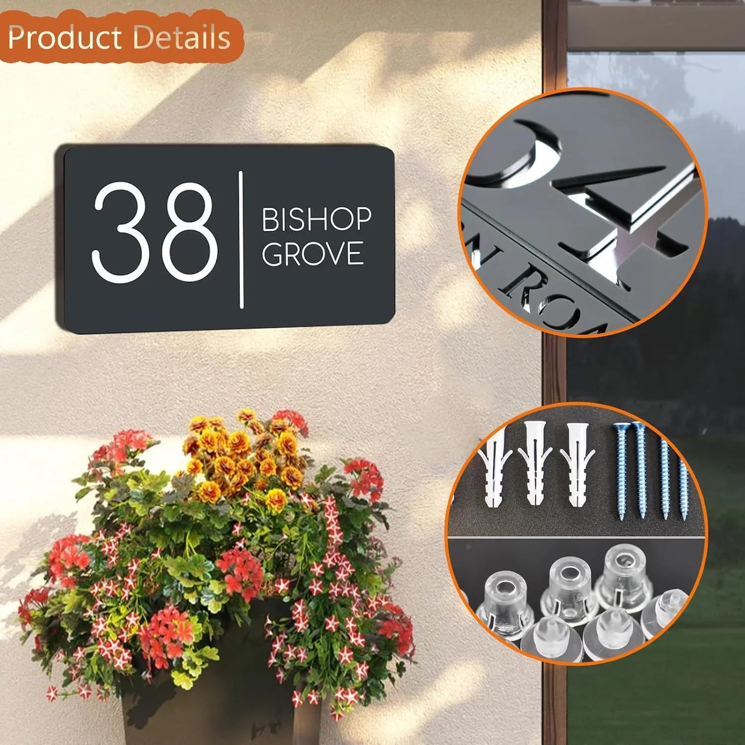 Customized Acrylic Laser Outdoor Personalized House Number Plaque
