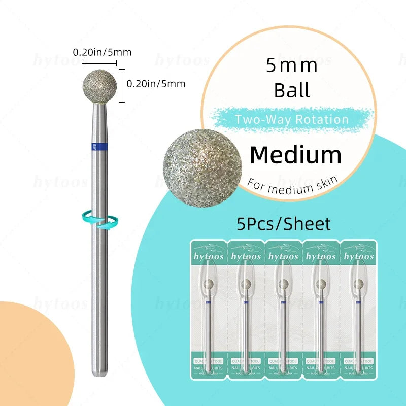 HYTOOS 5Pcs/Set Diamond Nail Drill Bits To Clean Cuticles And Nails