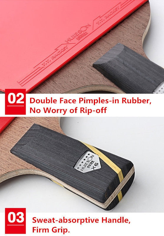 HUIESON 5/6 Star 2Pcs Carbon Table Tennis OR Ping Pong Racket.