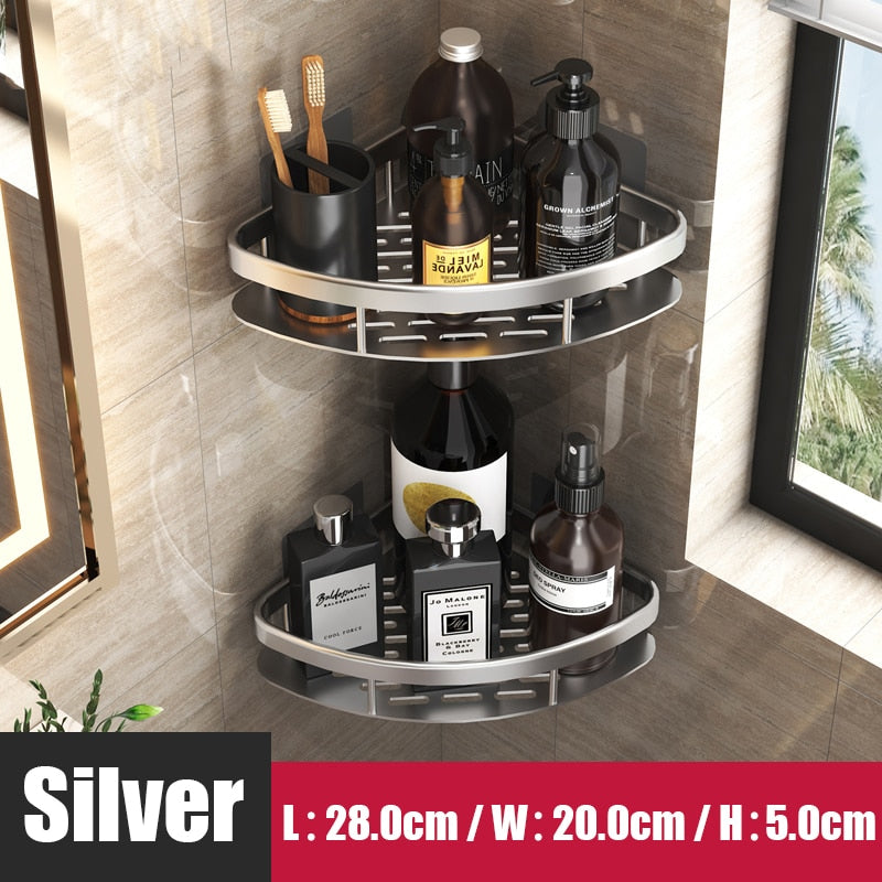 Adhesive Aluminum Storage Organizer For Bathroom Accessories.