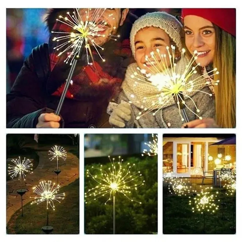 1,2 Or 4 Pcs Solar LED Firework Garden Lights.