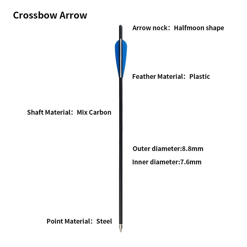 12pcs Archery Carbon Arrow 16/17/18/20/22inch Crossbow Bolts Diameter 8.8mm Arrows for Outdoor Shooting.