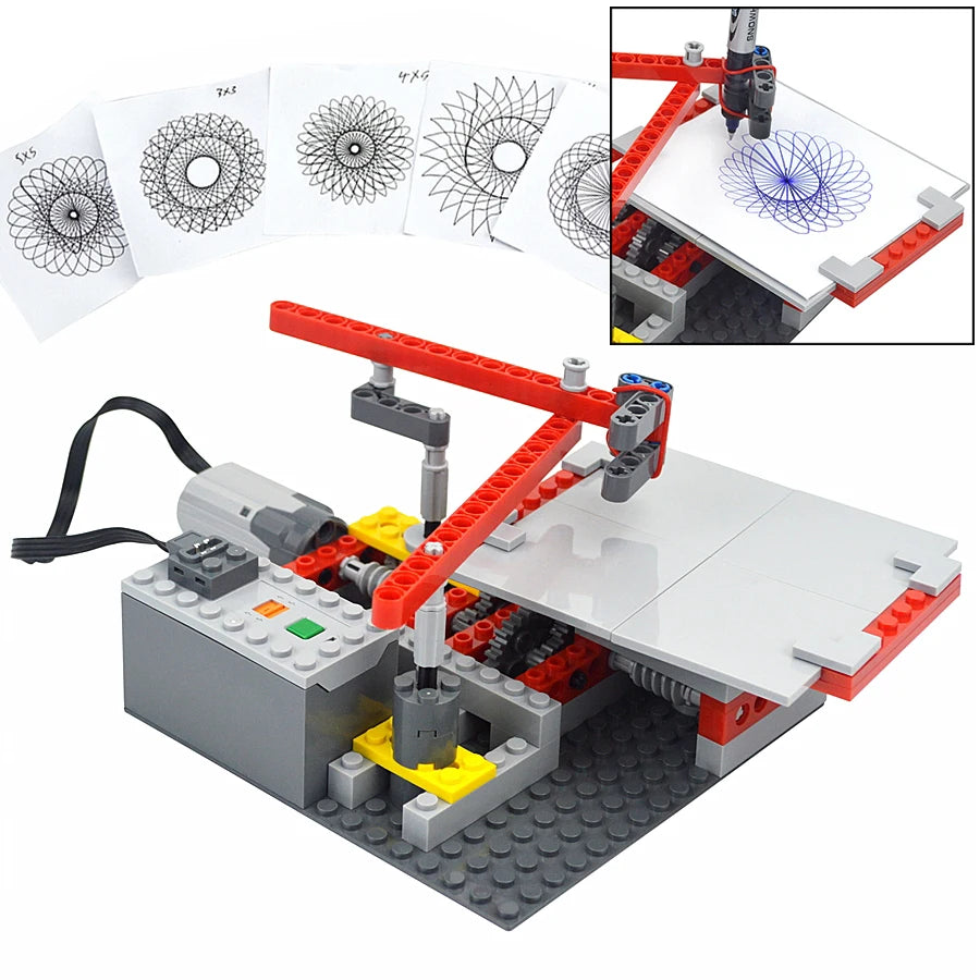 MOC 5110 Plotter Electric Motor Bricks Machine Model Drawings Technical Assemble Building Blocks