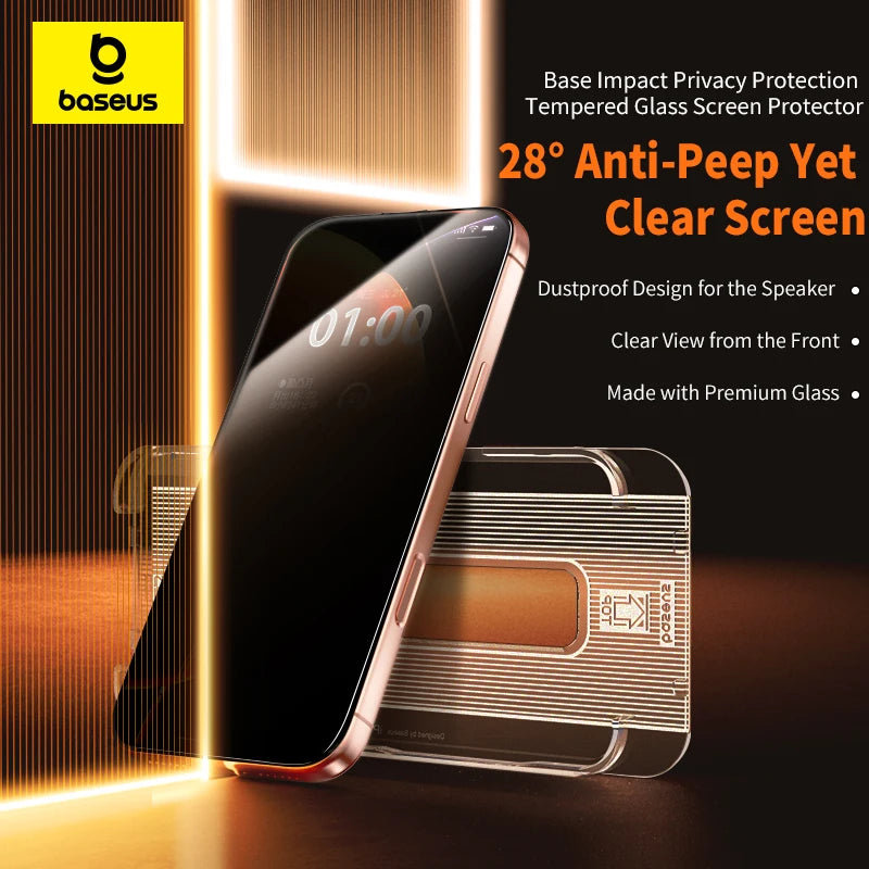 Baseus 1Pcs Privacy Screen for iPhone 17 Pro Max Anti Peeping Tempered Glass