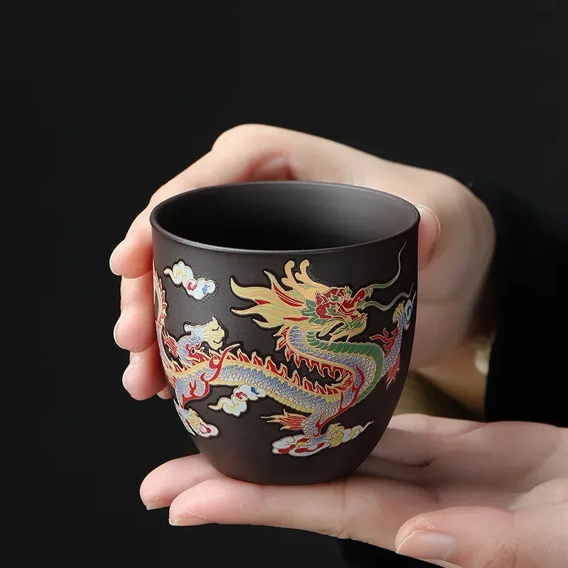 1pcs Tea Cup Changes Color In Hot Water To Dragon Or Phoenix