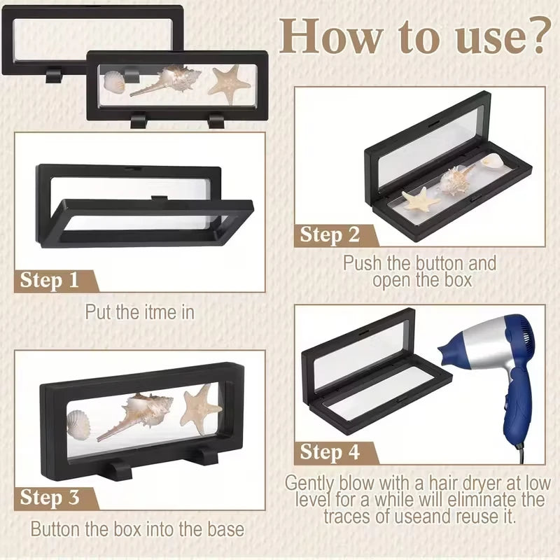Reusable Floating Display Case For Insect Collection Coin Or Jewelry