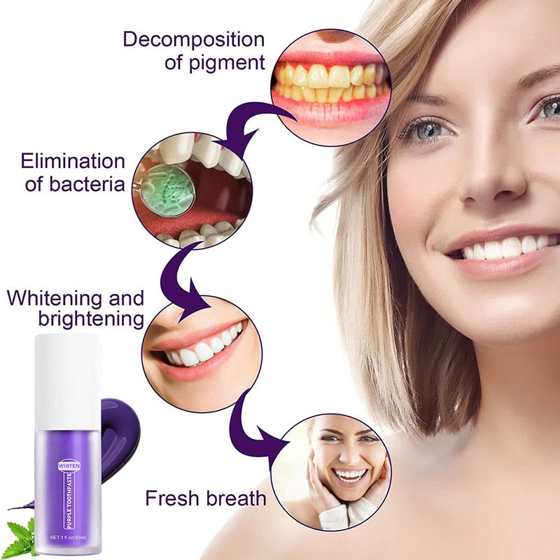 50ml Purple Whitening V34 Toothpaste For removing stains.