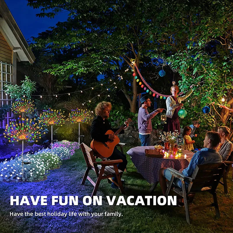 1,2 Or 4 Pcs Solar LED Firework Garden Lights.