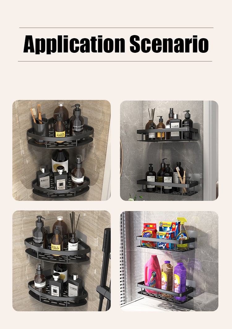 Adhesive Aluminum Storage Organizer For Bathroom Accessories.