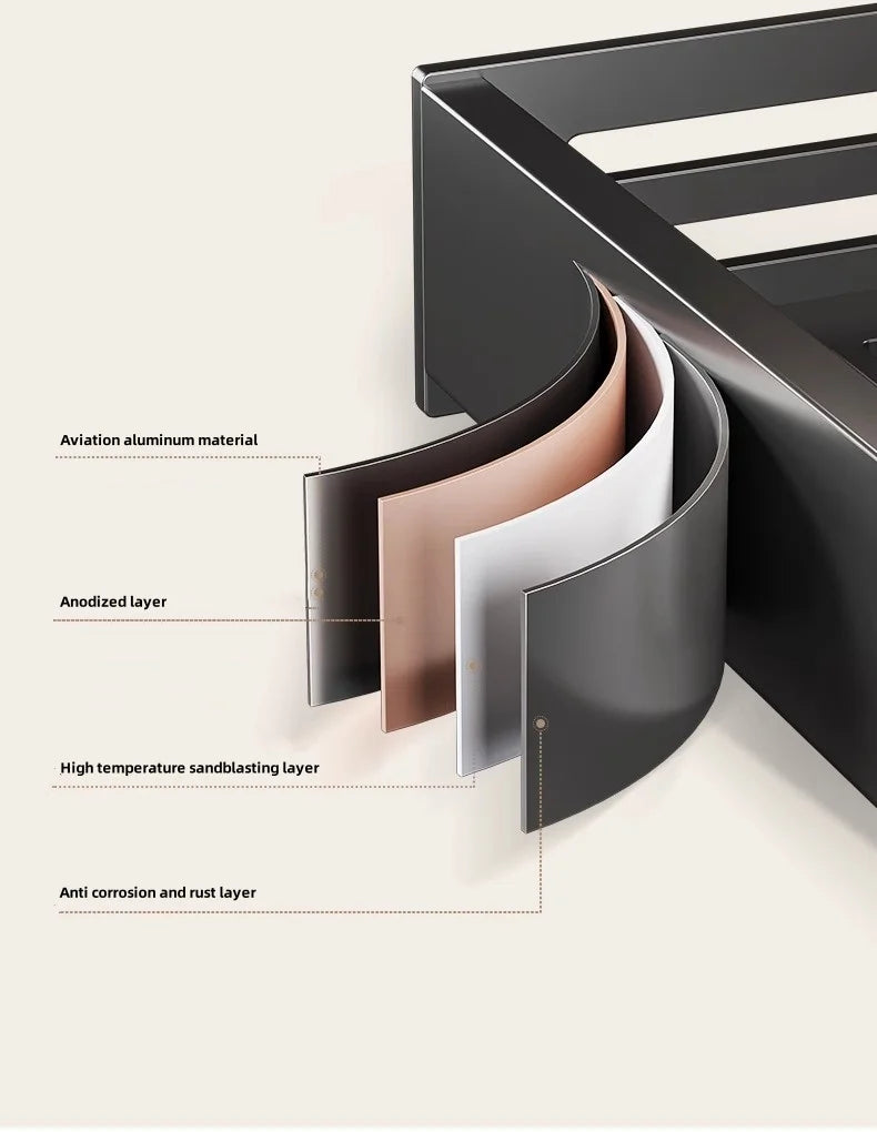 Aluminum Bathroom/Kitchen Shelf For Accessories With Towel Bar