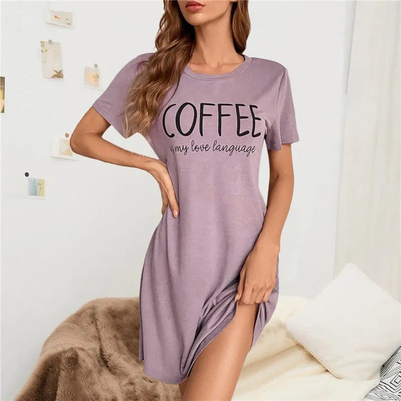 Women's Short Sleeve Printed Nightdress.