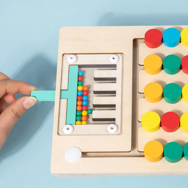 Toddlers Wooden Colorful Slide Matching Puzzle Board Game