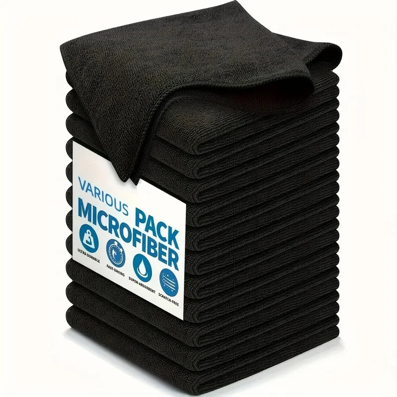Durable Reusable Polyester Black Microfiber Kitchen Cleaning Cloths