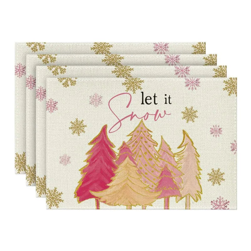 4PCS 30*45CM Linen Christmas Table Placemats
