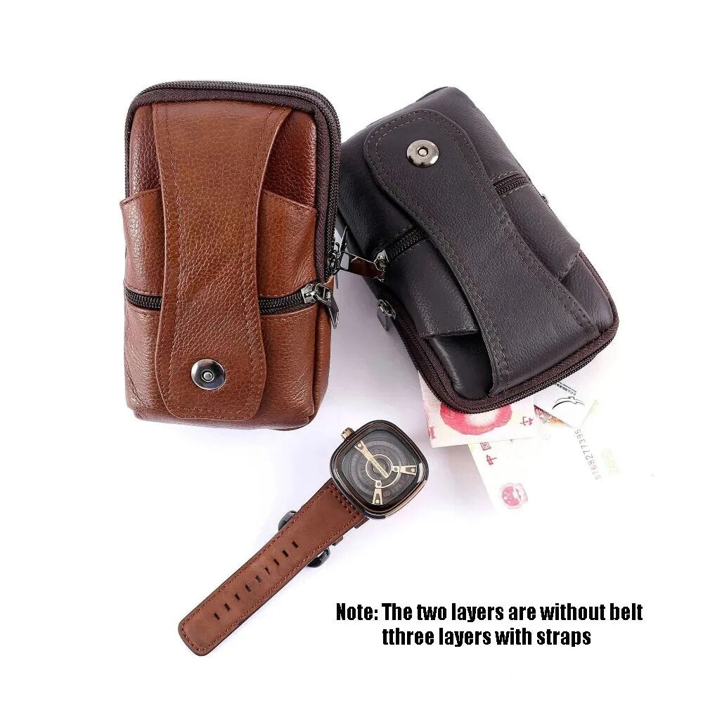 Men Leather Waist Belt Bag.