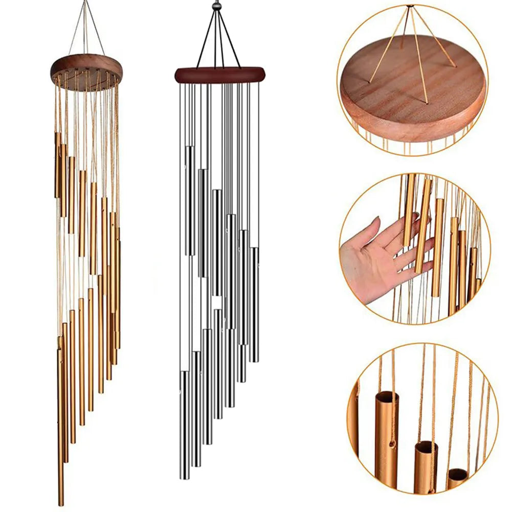 Gold OR Silver Musical 12 Tube Wind Chime.