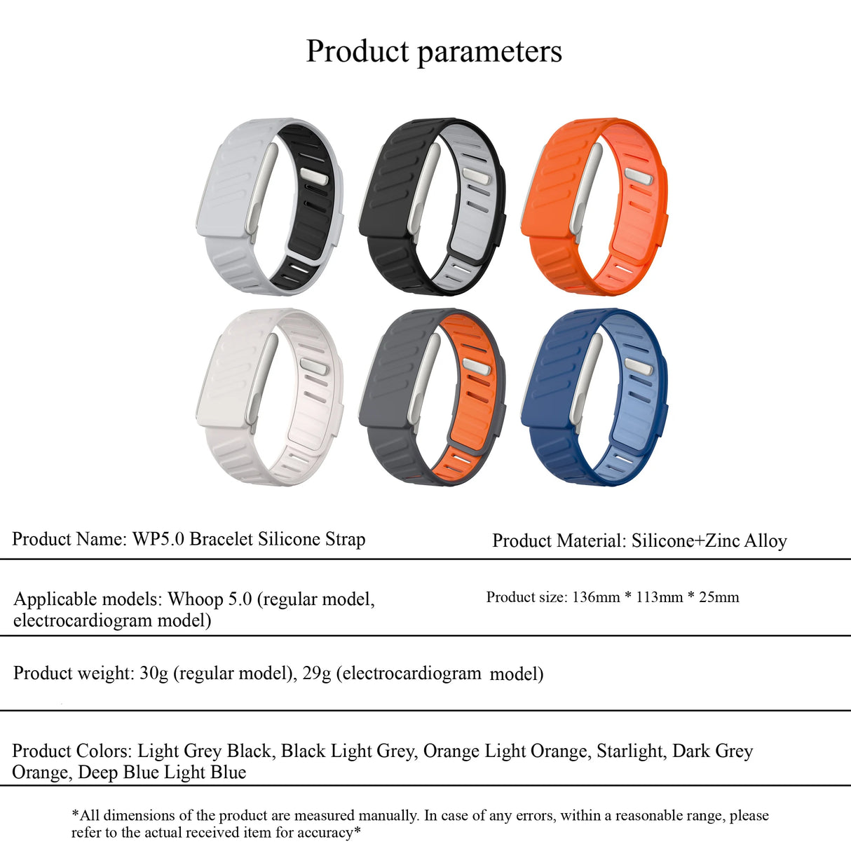 WHOOP Adjustable Silicone Waterproof, Sweatproof Sport Flex Wrist Band For 5.0