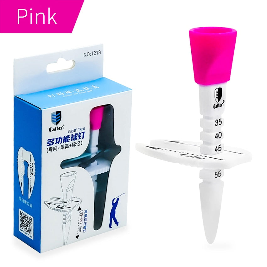 1pc Plastic Adjustable Golf Tee. Comes in Red, Orange, Blue and Green.