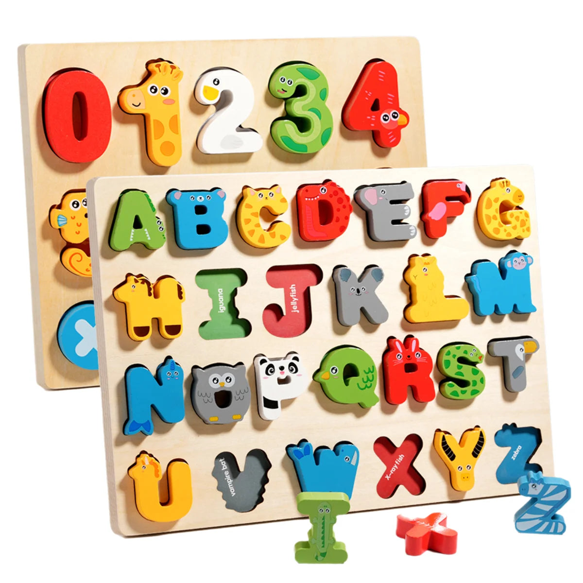 3D Colorful Montessori Wooden Alphabet Number/Puzzle