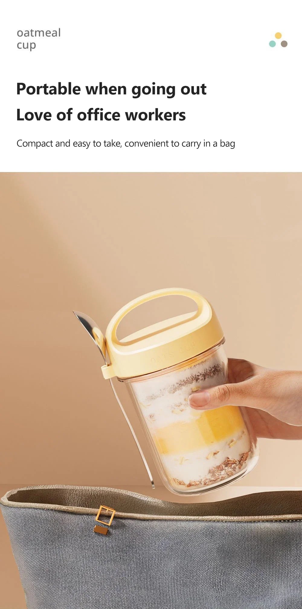 430ML Glass Cup With Lid And Spoon Great For Breakfast Oats Or Salad Cups