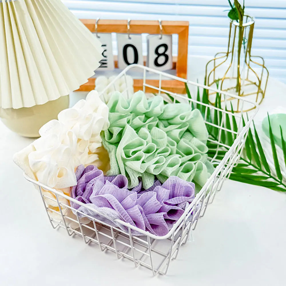 2-In-1 Bath Ball Towel Loofah With Drawstring Closure