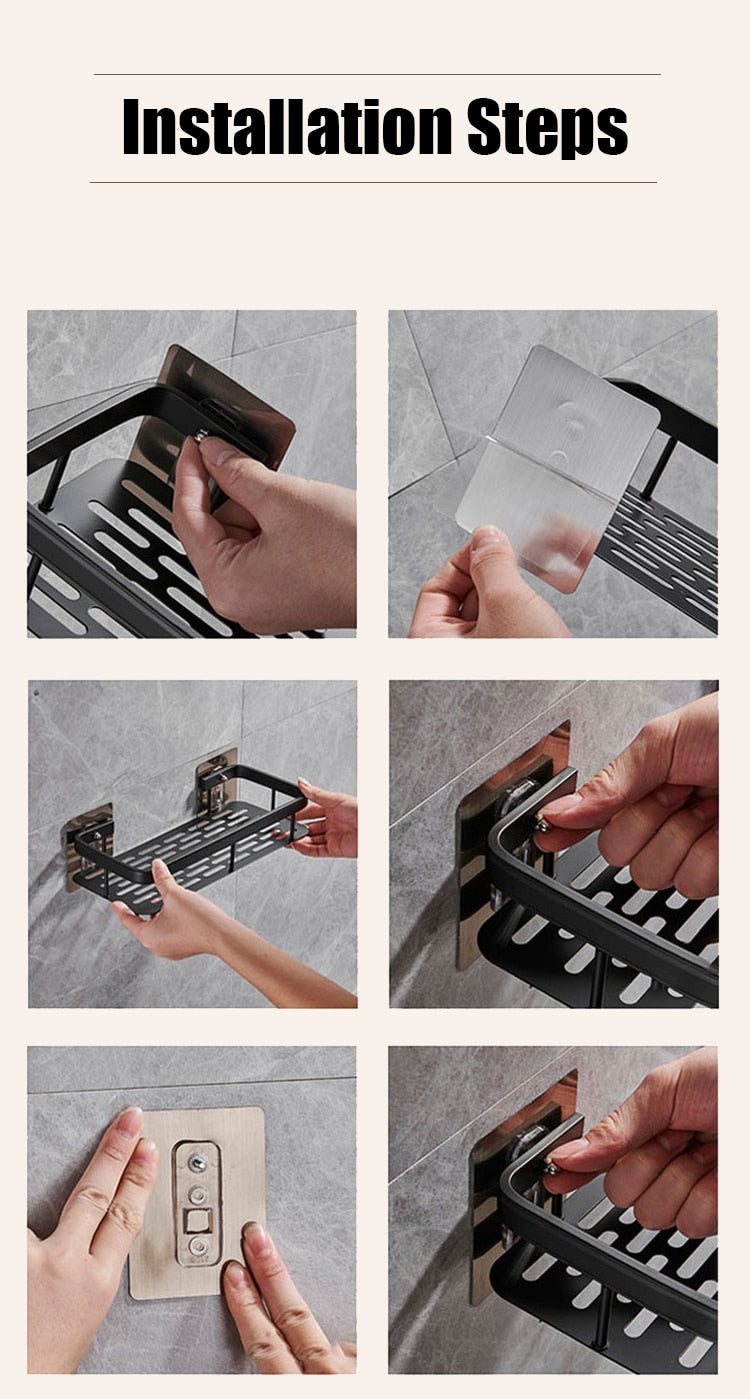 Adhesive Aluminum Storage Organizer For Bathroom Accessories.