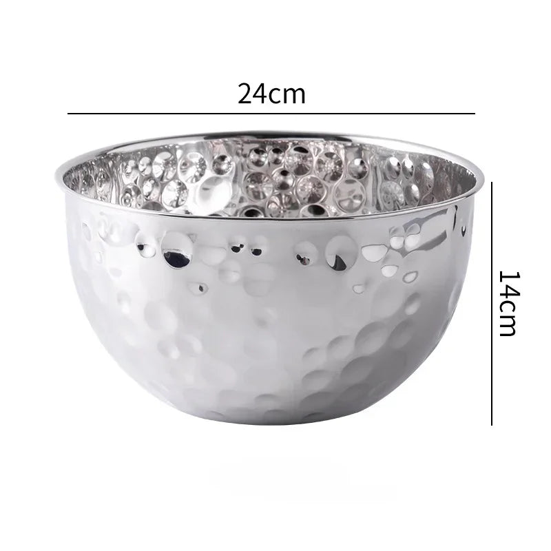 Stainless Steel Hammer Point Fruit Or Mixing Bowl