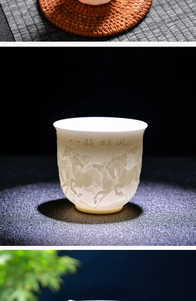 Chinese Three-dimensional White Porcelain Tea Cup