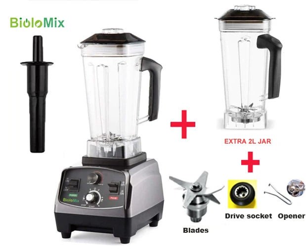 BioloMix 3HP 2200W Heavy Duty Commercial Grade Blender With BPA Free 2L Jar