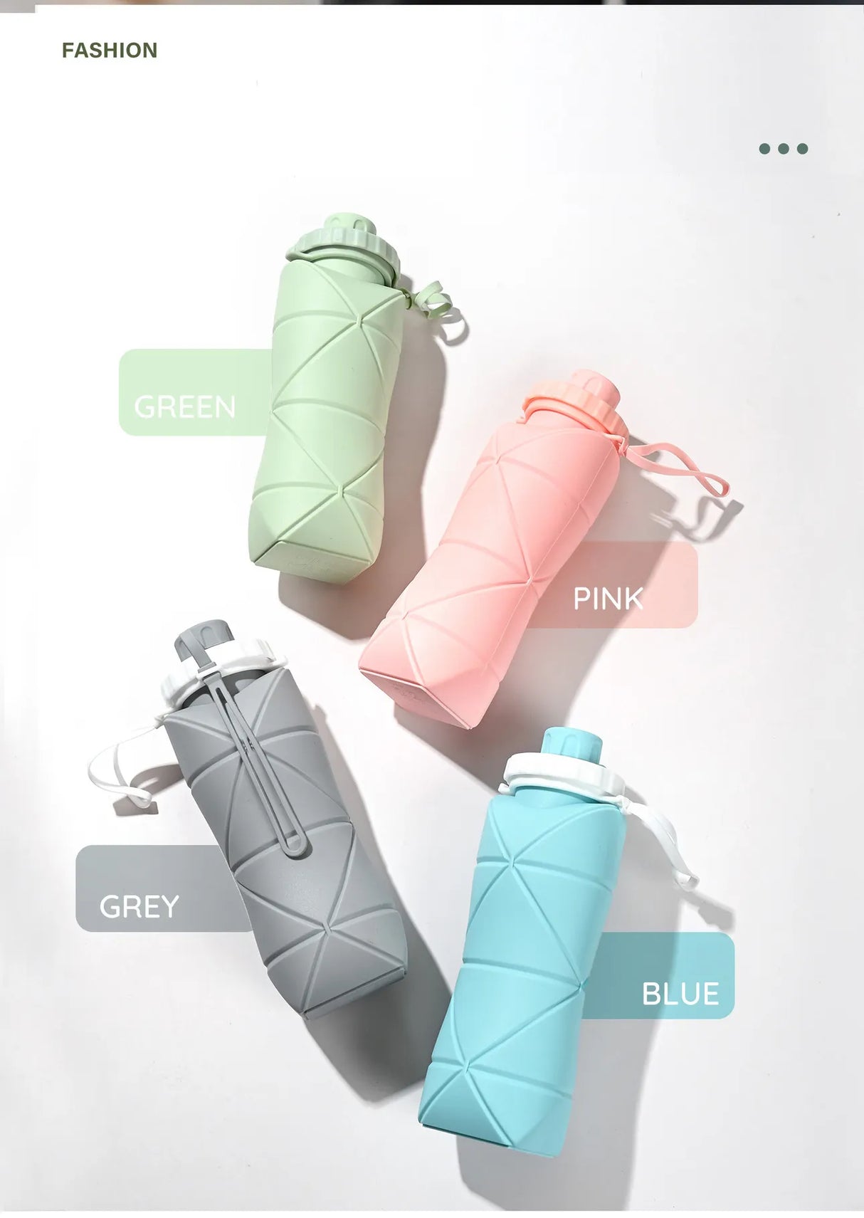 600ml Folding Silicone Sports Water Bottle.