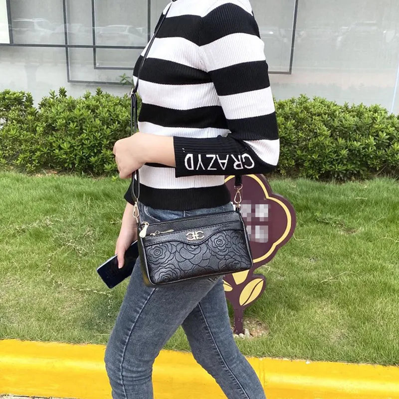 Embossed Women's Leather Shoulder Bags.