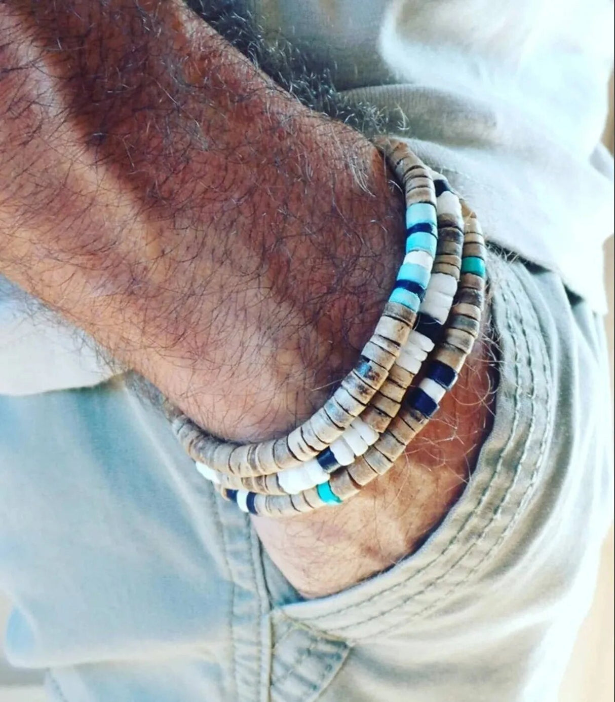 Men's Beaded Stretch Boho Bracelets.