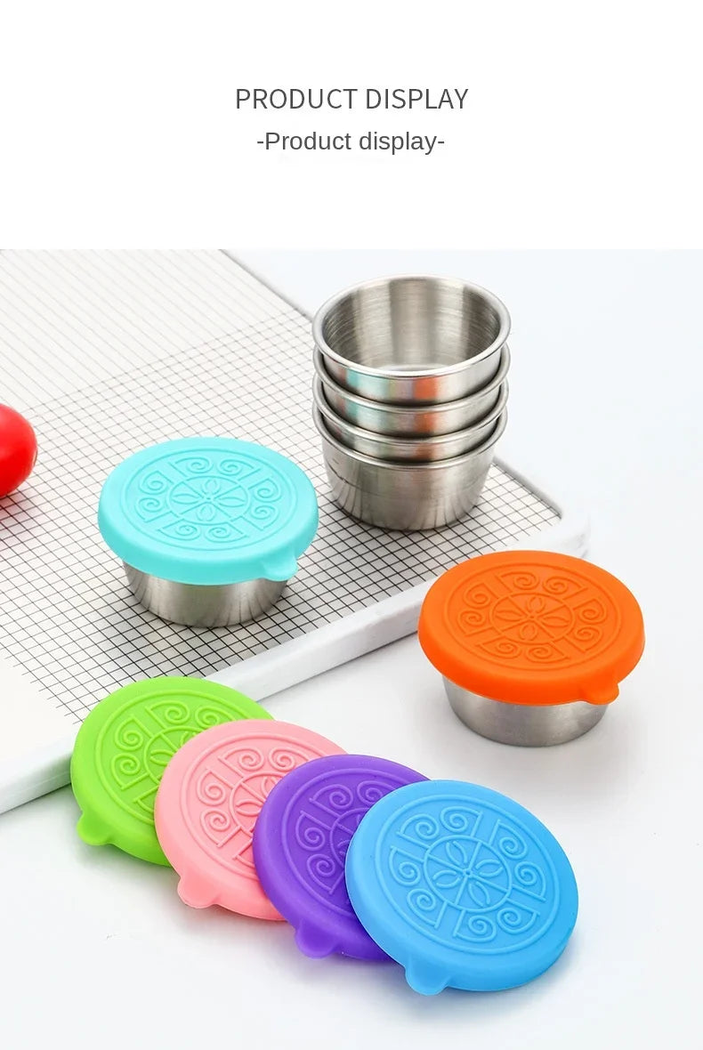 6 Pcs Set Leakproof Stainless Steel Containers With Silicone Stretch Lids