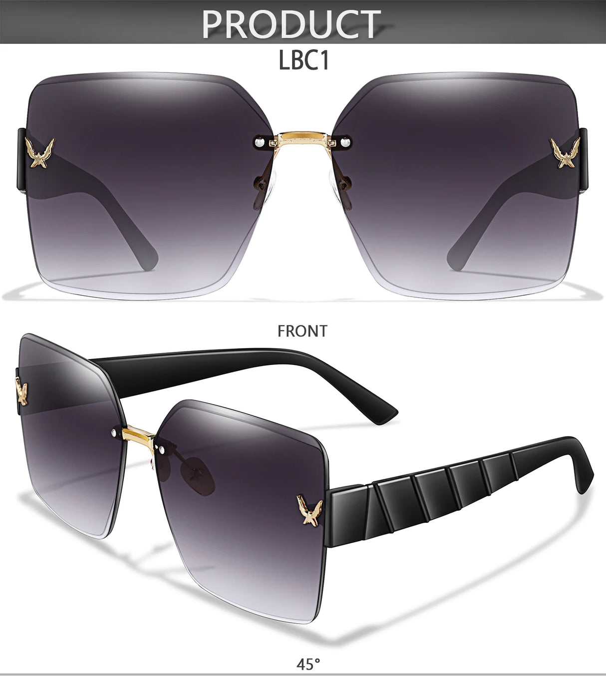 Men Or Women's UV Protection Rimless Sunglasses