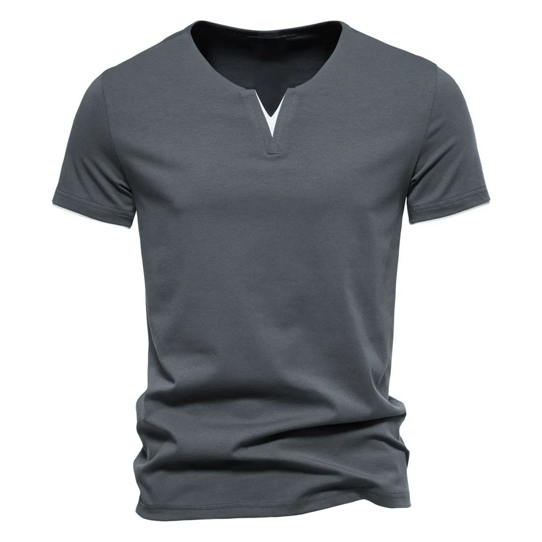 Men's Short Sleeve Henley Casual Cotton V Neck T-Shirt