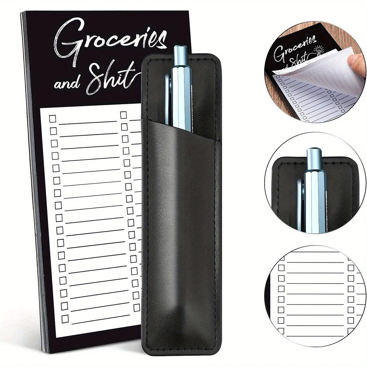 1 Piece Magnetic Shopping List Notepad & 1 Piece Magnetic Pen Case
